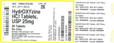 25mg 20ct (Label Hydroxyzine HCl Tabs 25mg Bpi(10544 210 20) Pilvas(50111 308 03) Rev0)